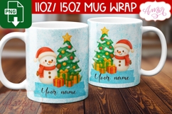 Custom Christmas mug wrap PNG, Cute Snowman png template Product Image 3