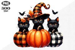 Halloween Cat And Pumpkin Sublimation - Clipart PNG Design Product Image 1