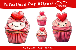 Cute Heart Cupcake Valentine Dessert Clipart PNG Product Image 1