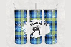 Beloved Farm Blue Green Bleached Plaid 20oz skinny tumbler Product Image 1
