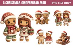 Watercolor Christmas Gingerbread Man Clipart PNG Product Image 1