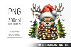 Watercolor Cute Christmas Reindeer Clipart PNG Bundle Product Image 6
