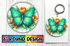 Blissful Keychain Round Design PNG, Butterfly Product Image 1