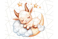 Sleeping Baby Animals PNG, Moon and Stars Nursery Clipart Product Image 5