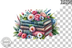 Books Flowers Sublimation- Clipart PNG Design Product Image 1