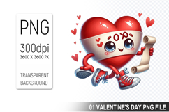 Watercolor Valentine Heart Character Clipart PNG Bundle Product Image 12