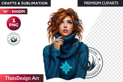 Cosy Winter Girl Clipart, Fashion Girl PNG, christmas Product Image 1