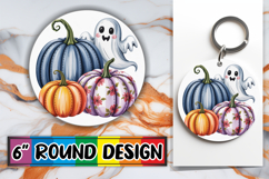 Whimsical Car Coaster Circle PNG, Pumpkin Watercolor Product Image 1