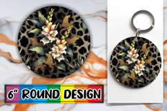 Blissful Round Keychains PNG, Leopard Prints Product Image 1