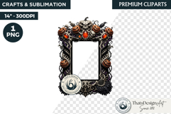 Autumn Harvest of Haunts Halloween Gothic Frame PNG Clipart Product Image 1