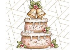 Christmas Cake Clipart PNG, Cottagecore Holiday Desserts Product Image 5