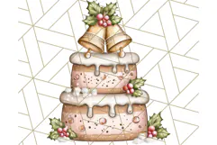 Christmas Cake Clipart PNG, Cottagecore Holiday Desserts Product Image 5