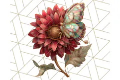 Stained Glass Butterfly and Sunflower PNG Clipart Product Image 5