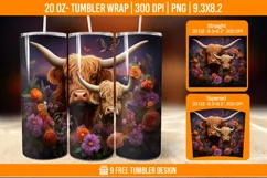3D Highland Cow Tumbler Designs, Sublimation Wrap Product Image 1