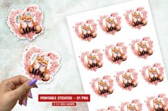 Watercolor valentine day couple fox sticker png Product Image 1