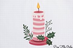 Cute Pink Christmas Watercolor Clipart PNG Product Image 1
