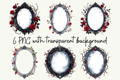 6 Oval Mirror Photo Frame PNG Gothic Dark Romance Clipart Product Image 1
