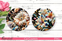 Car Coasters | Pearl Flowers | Sparkling Flowers | Orange Product Image 1
