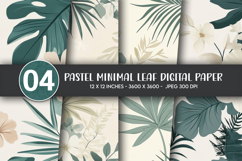 Pastel Minimal Leaf Digital Paper Product Image 1