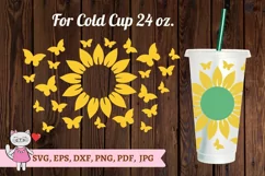 Sunflower Butterfly svg for Full Wrap Venti Cold Cup 24 oz Product Image 1
