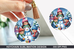 Penguin Keychain Sublimation - Christmas Keychain PNG Product Image 1