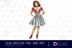 Retro American Mom Watercolor Clipart Product Image 1