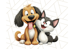 Dog and Cat Friends PNG, Cute Pet Clipart, Funny Animal Art Product Image 5