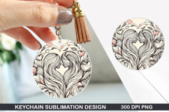 Heart Love Keychain Sublimation - Valentine Keychain PNG Product Image 1