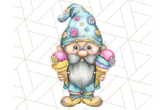 Ice Cream Gnome Clipart PNG Summer Dessert Art, Summer Gnome Product Image 5