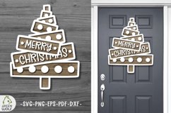 Christmas door sign svg Boho Christmas tree svg Laser cut Product Image 1