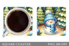 Cute Snowman Coaster Design. Christmas Coaster Sublimation Product Image 1