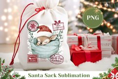 Watercolor Christmas Deer Santa Sack, Christmas Gift Bag Product Image 1