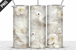 3D Christmas Doves Tumbler Wrap - 20 Oz Skinny Tumbler PNG Product Image 2