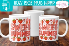 Sweet Summer mug wrap PNG sublimation, Strawberry mug png Product Image 2