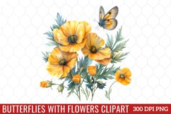 Butterflies With Flowers Clipart Product Image 1