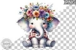 Floral Crown Elephant Sublimation - Clipart Bundle Product Image 9