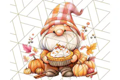 Fall Gnome PNG Clipart, Cute Autumn Gnomes with Pumpkins Product Image 5