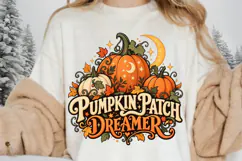 Pumpkin Patch Dreamer PNG, Cozy Autumn Pumpkin & Moon Design Product Image 2