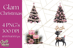Pink and Black Glam Christmas PNG Clipart Product Image 1
