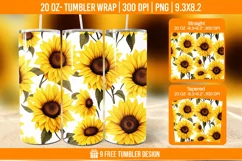 Sunflower Tumbler Wrap Designs, Sublimation Wrap Product Image 1