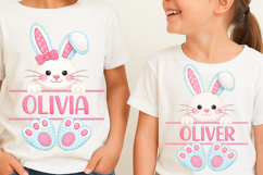 Easter Bunny Split Monogram Sublimation, Happy Easter PNG Product Image 2