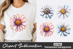 Colorful Daisy Watercolor Clipart PNG Product Image 1