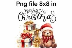 Christmas Bear Ornament, PNG for Sublimation, Animal Design Product Image 5
