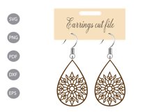 Earrings Mandala Flower SVG Design Product Image 1