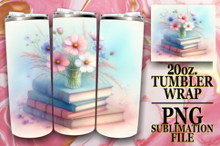 Enchanted vibes 20oz tumbler wrap, Book and flower Product Image 1