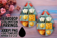 Floral Elegance Sublimation Teardrop Earring Design PNG Product Image 1