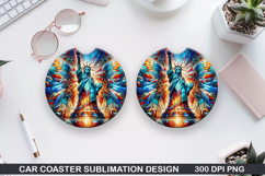 Liberty Car Coaster Sublimation| 4th Of July Coaster PNG Product Image 1