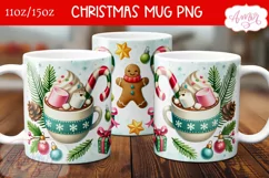 Hot cocoa mug PNG wrap, Cute Christmas coffee mug PNG Product Image 1