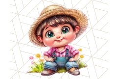 Kids Farm Clipart, Cute Farmer and Farm Animal PNG Product Image 4