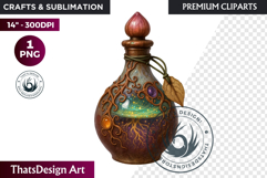 Magical Potion Bottles PNG, Fantasy Witchcraft Clipart witch Product Image 1